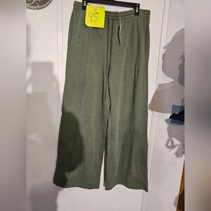 Victoria Secret Pink Army Green Sweat Pants High Rise Flair Legged NWT Size Larg